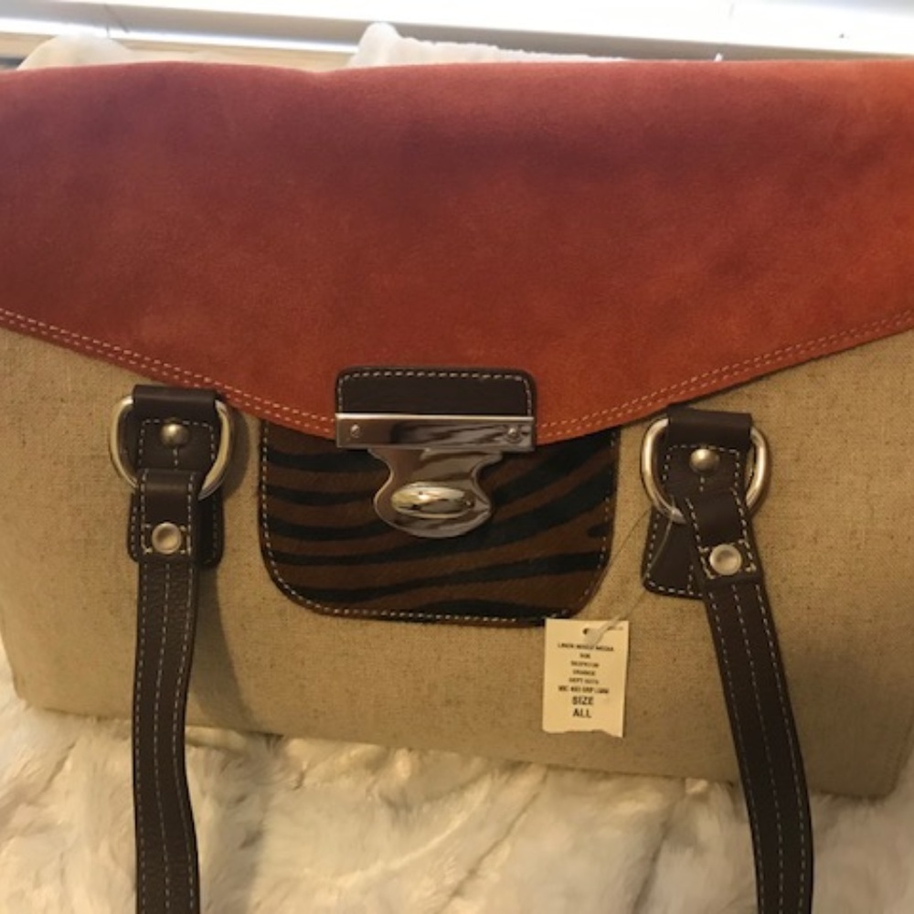 KATE LANDRY - Linen Mixed Media Bag NWT